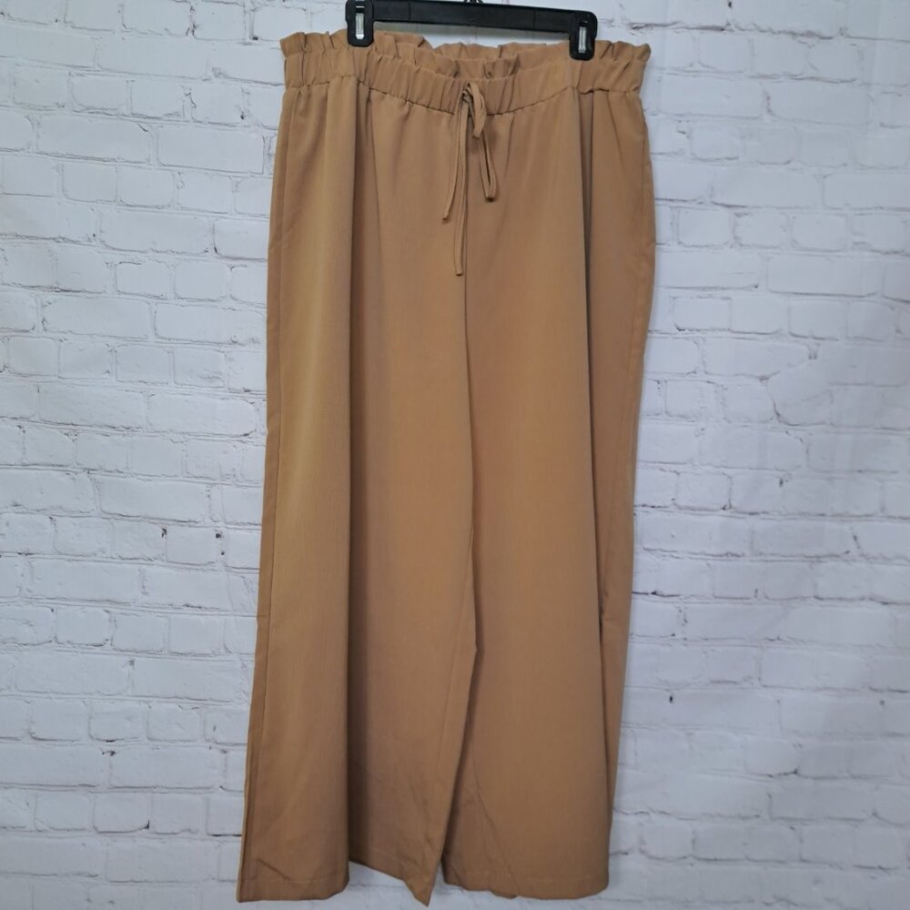 Shein Elastic Waist Wide Leg Casual Paperbag Pants Size 2XL